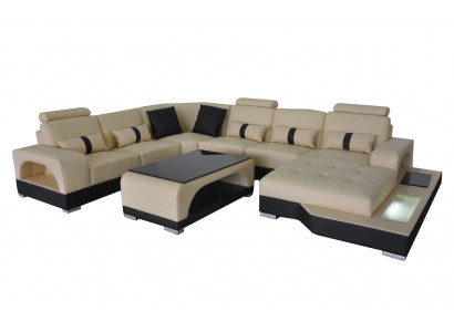 Leder Bank Moderne Bank Bekleding Ontwerp Woonlandschap + Tafel Hoekbank Zitbank