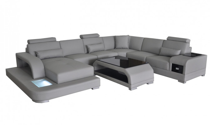 Leren bank woonlandschap set Design Modern hoekbank bank U-vorm G8013 + tafel