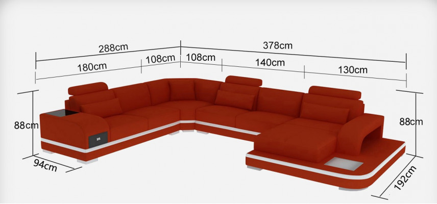 Leren bank woonlandschap set Design Modern hoekbank bank U-vorm G8013 + tafel