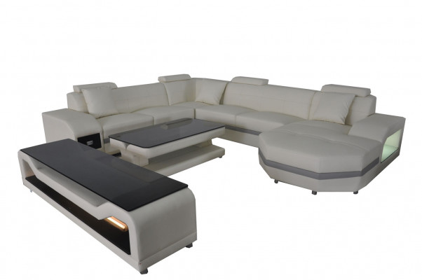 Leder Hoekbank Hoekbank Hoekbank Bank Bank Woonlandschap Bekleding Tafel USB
