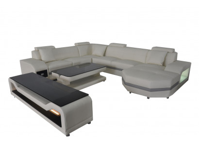 Leder Hoekbank Hoekbank Hoekbank Bank Bank Woonlandschap Bekleding Tafel USB