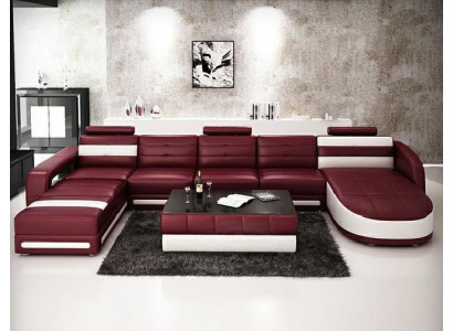 LEREN BANKSTEL DESIGNER WOONLANDSCHAP SOFA U-VORM met USB-COLO 3 HOEKBANK BANK NIEUW
