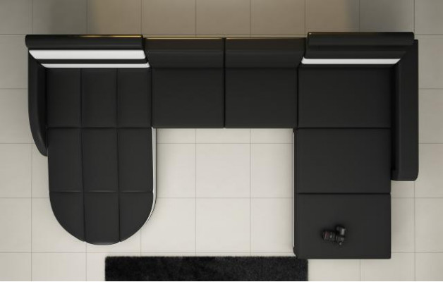 Hoekbank Bank met USB, bekleding U-vorm woonlandschap Hoekbank Xxl Zwart Nieuw