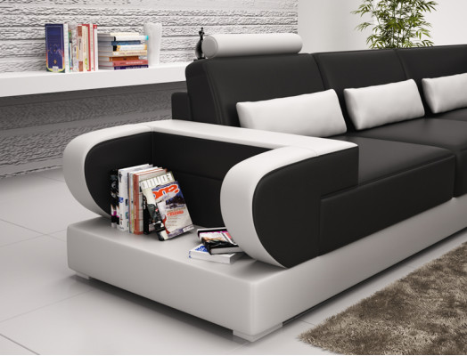 Leren bankstel met USB, bank woonlandschap hoekbank hoekstel modern design sofa.
