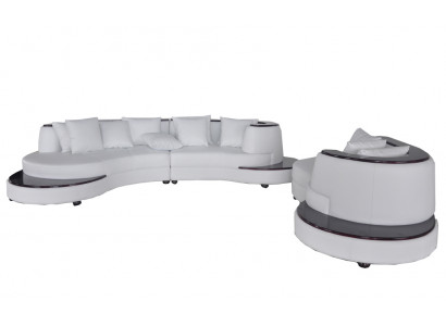Luxe ronde hoekleren hoekbank Landschap bekleding XXL ronde bank USB