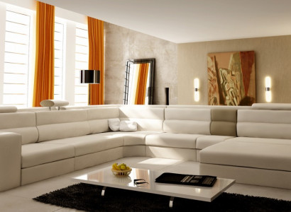 Bankstel hoekbank Leder Modern Sofa Bank bekleding woonlandschap USB