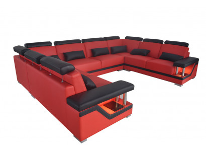 Leren bankstel Bank Woonlandschap Hoekbank Ontwerp Modern Bank U-Vorm Nieuw L6002