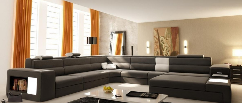 Leren bank Woonlandschap U-vorm Set Ontwerp Modern Bankstel