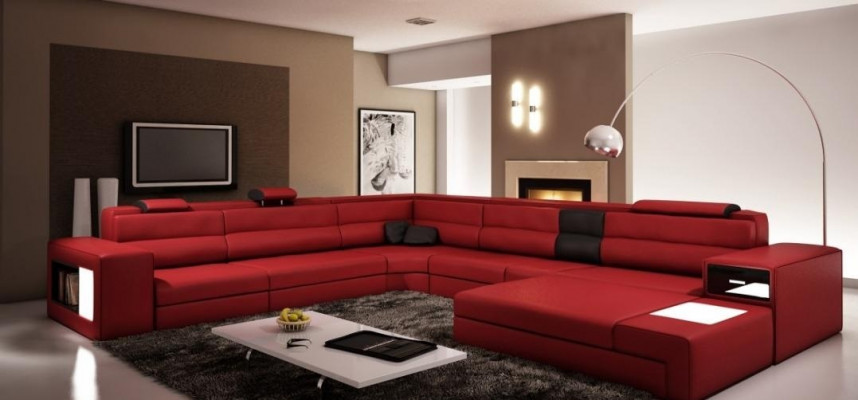 Hoekbank Bank Bank Bekledingsset Design Leer Textiel Lounge Landau R