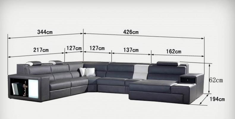 Hoek Lederen Moderne XXL Bank Woonlandschap Leren Bank U-vorm B2006