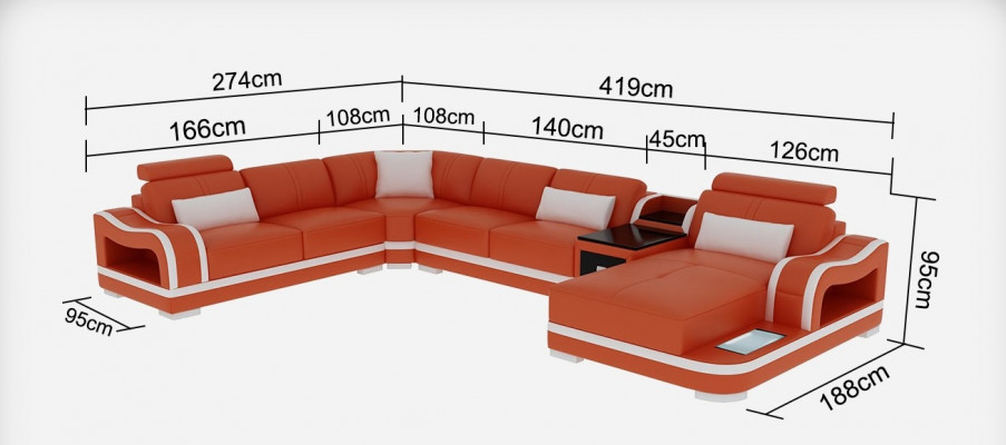 Ledersofa + USB Bank Woonlandschap Hoekbank Set Ontwerp Modern Bankstellen
