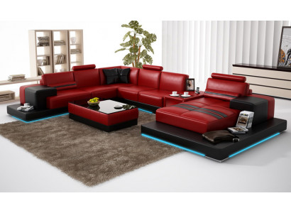 Leren bank Bank Woonlandschap Hoekbank Hoek set Decor Ontwerp Modern