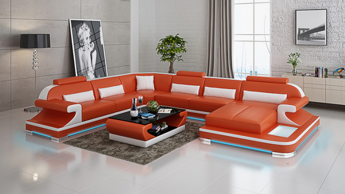 Leren bank bank woonlandschap hoekbank hoekbank set ontwerp modern sofa G8021