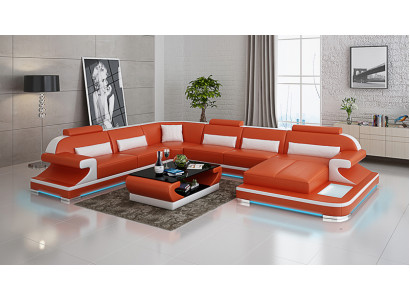 Leren bank bank woonlandschap hoekbank hoekbank set ontwerp modern sofa G8021