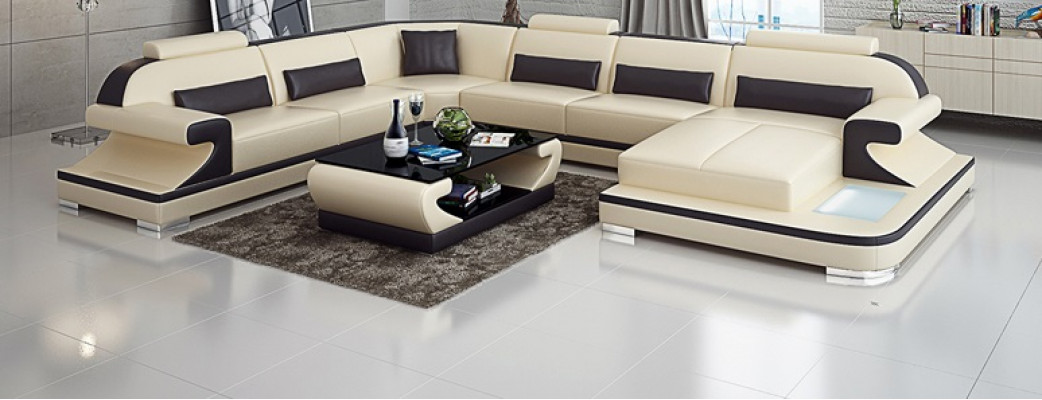 Leren bank bank woonlandschap hoekbank hoekbank set ontwerp modern sofa G8021