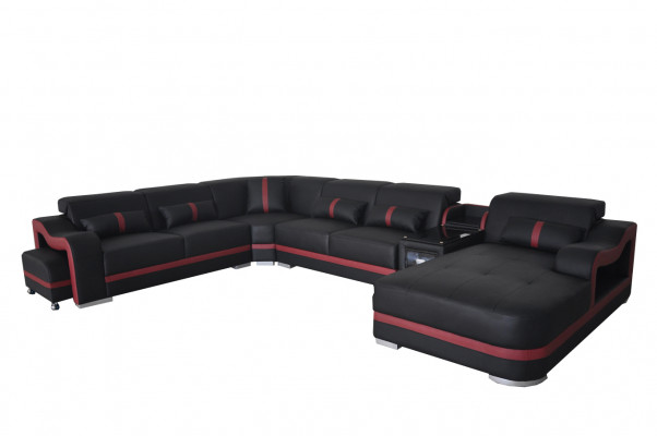 Leren bankstel bekleding set zitontwerp modern hoekbank met USB-woonlandschap