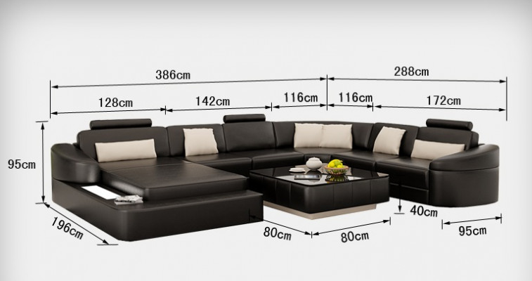 Luxe leren bank bekleding Moderne zit combi hoekbank woonlandschap LED USB