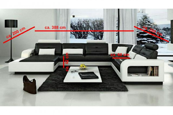 Leren bankstel met USB leren bank bankstel woonlandschap hoekbank hoekbank H2209