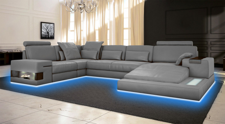 Grote bank woonlandschap leren bank met USB design bank bank bekleding hoekbank