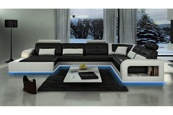 Slaapbank Sofa Set Woonlandschap Hoekbank Hoeksofa Lederen Sofa met USB Nieuw
