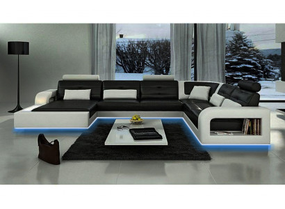 Slaapbank Sofa Set Woonlandschap Hoekbank Hoeksofa Lederen Sofa met USB Nieuw