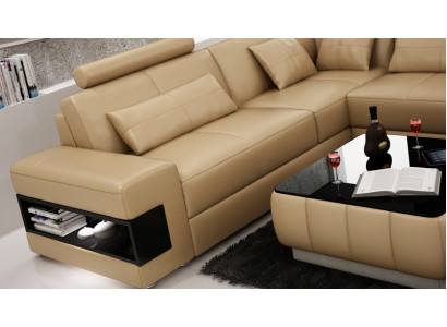 Leren bankstel Bank Woonlandschap Modern Hoekbank Hoek Decor Set Ontwerp - Leren bankstel Bank Woonlandschap Modern Hoekbank Hoek Decor Set Ontwerp