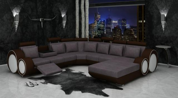 TEXTIEL SOFA XXL WOONLANDSCHAP STOFFEN BANK GROTE BANK BEKLEDE BANKHOEK NIEUW