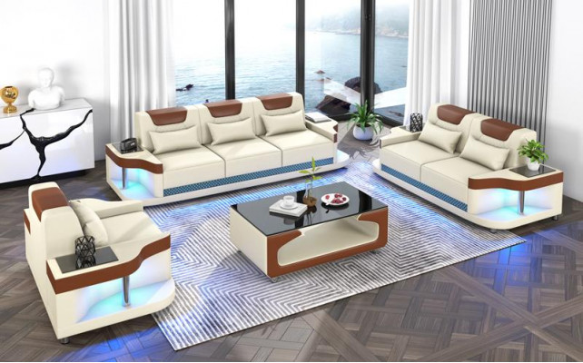 Sofaset 3+2+1-zitsset Design Bank Beklede banken Woonkamerset Leer