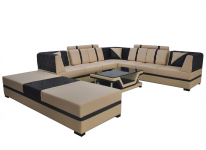 Leren hoekbank bank gestoffeerde zitplaats woonlandschap modern design meubelen