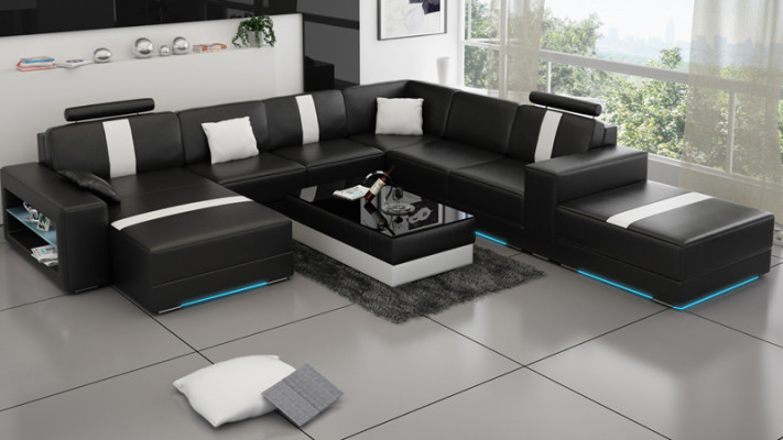 Leren hoekbank U-vorm bank woonlandschap hoekbank set modern design bank K5010.