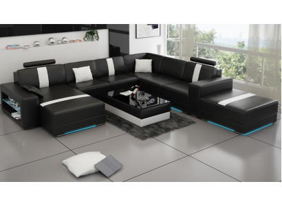Leren hoekbank U-vorm bank woonlandschap hoekbank set modern design bank K5010.