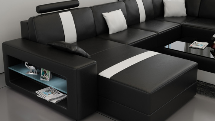 Leren hoekbank U-vorm bank woonlandschap hoekbank set modern design bank K5010.