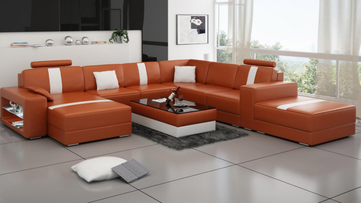 Leren hoekbank U-vorm bank woonlandschap hoekbank set modern design bank K5010.