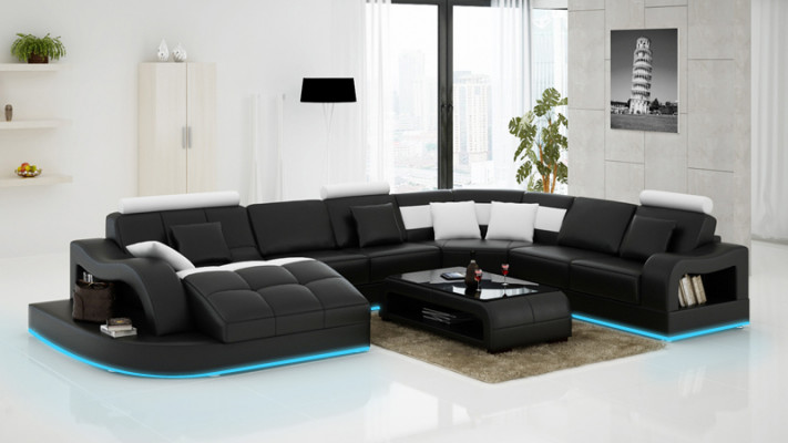 Leren bankstel bank woonlandschap hoekbank hoekstel design modern sofa L6015B