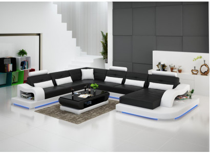 Leren bank bank woonlandschap hoekbank hoekstel modern design bankstel G8005 nieuw