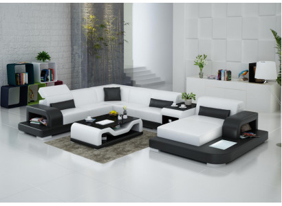 Hoekbank Sofa + USB bekleding woonlandschap gestoffeerde hoekbank designbank leren bank nieuw