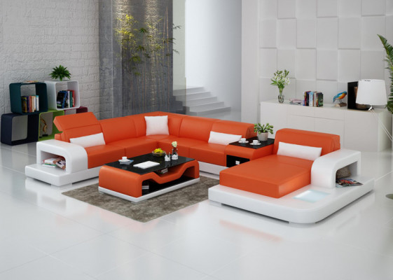 Hoekbank Sofa + USB bekleding woonlandschap gestoffeerde hoekbank designbank leren bank nieuw