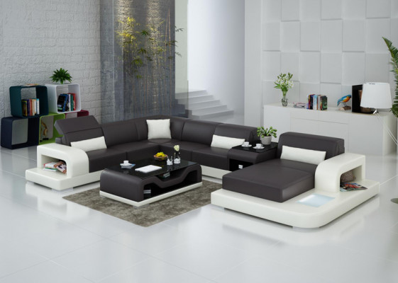 Hoekbank Sofa + USB bekleding woonlandschap gestoffeerde hoekbank designbank leren bank nieuw