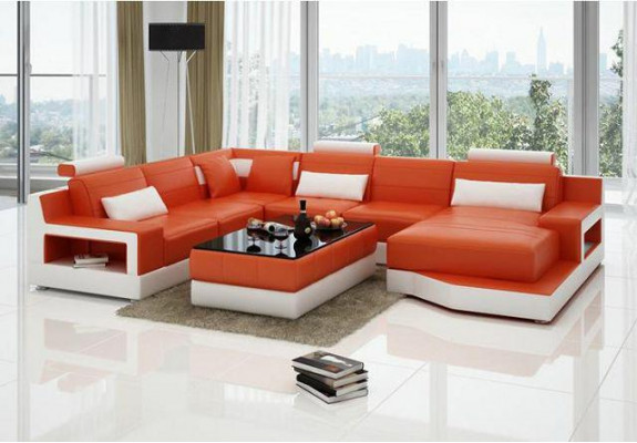 Leren hoekbank + USB-set woonlandschap gestoffeerd slaapfunctie nieuw ontwerp  Leren hoekbank + USB-set woonlandschap gestoffeerd slaapfunctie nieuw ontwerp