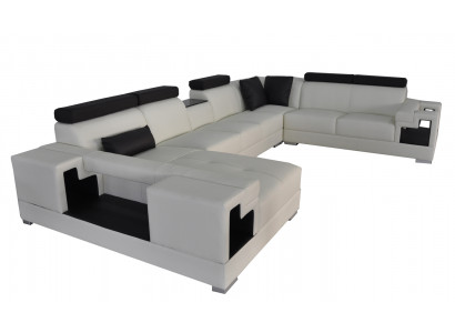 Leren bank met USB-hoekbank Woonlandschap Banken Bankstel Ontwerp Modern