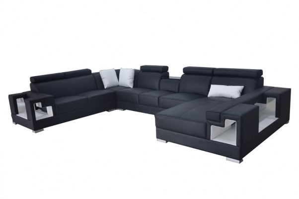 Leren bank met USB-hoekbank Woonlandschap Banken Bankstel Ontwerp Modern