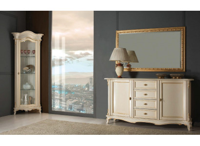 Woonkamer vitrinekast dressoir Italië spiegel klassieke set 3-delig Wit Nieuw Woonkamer vitrinekast dressoir Italië spiegel klassieke set 3-delig Wit Nieuw.