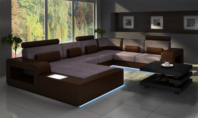 Woonlandschap bank met USB bankstel stof textiel leder bank met verlichting