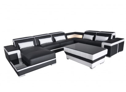 XXL leren bankstel bekleding woonbank zithoek hoekbank bankstellen + tafel  XXL leren bankstel bekleding woonbank zithoek hoekbank bankstellen + tafel