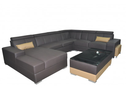 Hoek lederen moderne XXL bank woonlandschap leren bank U-vormige bank C4010 tafel nieuw