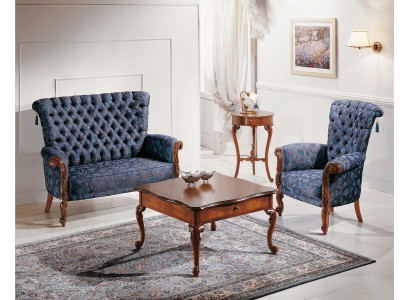 Italiaanse bankstel Bank 2x fauteuil Salontafel Bijzettafel 4-delig luxe set