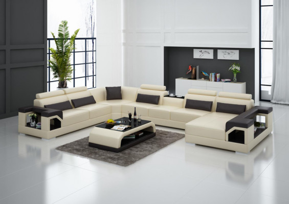 Compleet set kussens lederen bankstel woonlandschap hoekbank set modern bankstel USB.