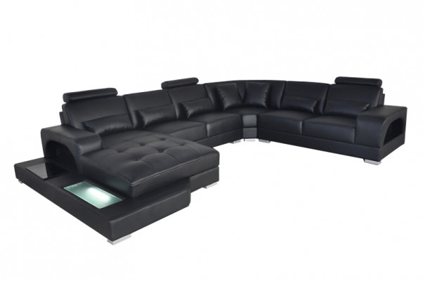 Ontwerp Lederen bekleding Hoekzitkamer bank Hoekbanken met USB Designer Woon LED.