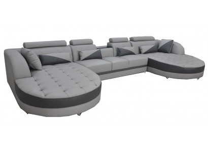 Woonlandschap met bedfunctie Grijze hoekbank U-vorm Bankontwerp Bekleding USB Nieuw