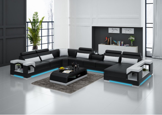 Leren bank Bank Woongebied Hoekbank Hoekbank Design Modern Bankstel G8010 Nieuw